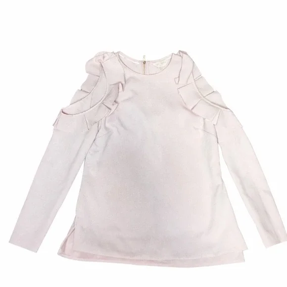 Ted Baker London Steffe Cold Shoulder Ruffle Top Dusty Pink Size 1 Small - Picture 4 of 9